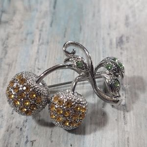 Cherry rhinestones Brooch.